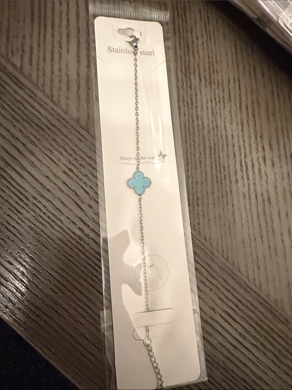 Stainless Steel Turquoise Clover Pendant Bracelet